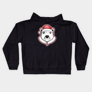 Polar Bear With Santas Hat For Christmas Kids Hoodie